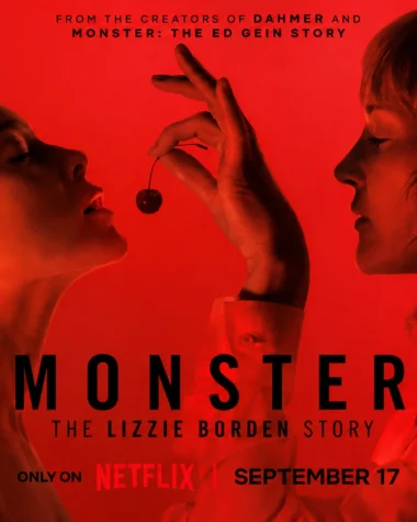 Monster: The Lizzie Borden Story promotional poster showing two women facing each other under red lighting.