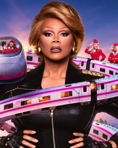 Promotional artwork for Stop! That! Train! featuring RuPaul and the Glamazonian Express