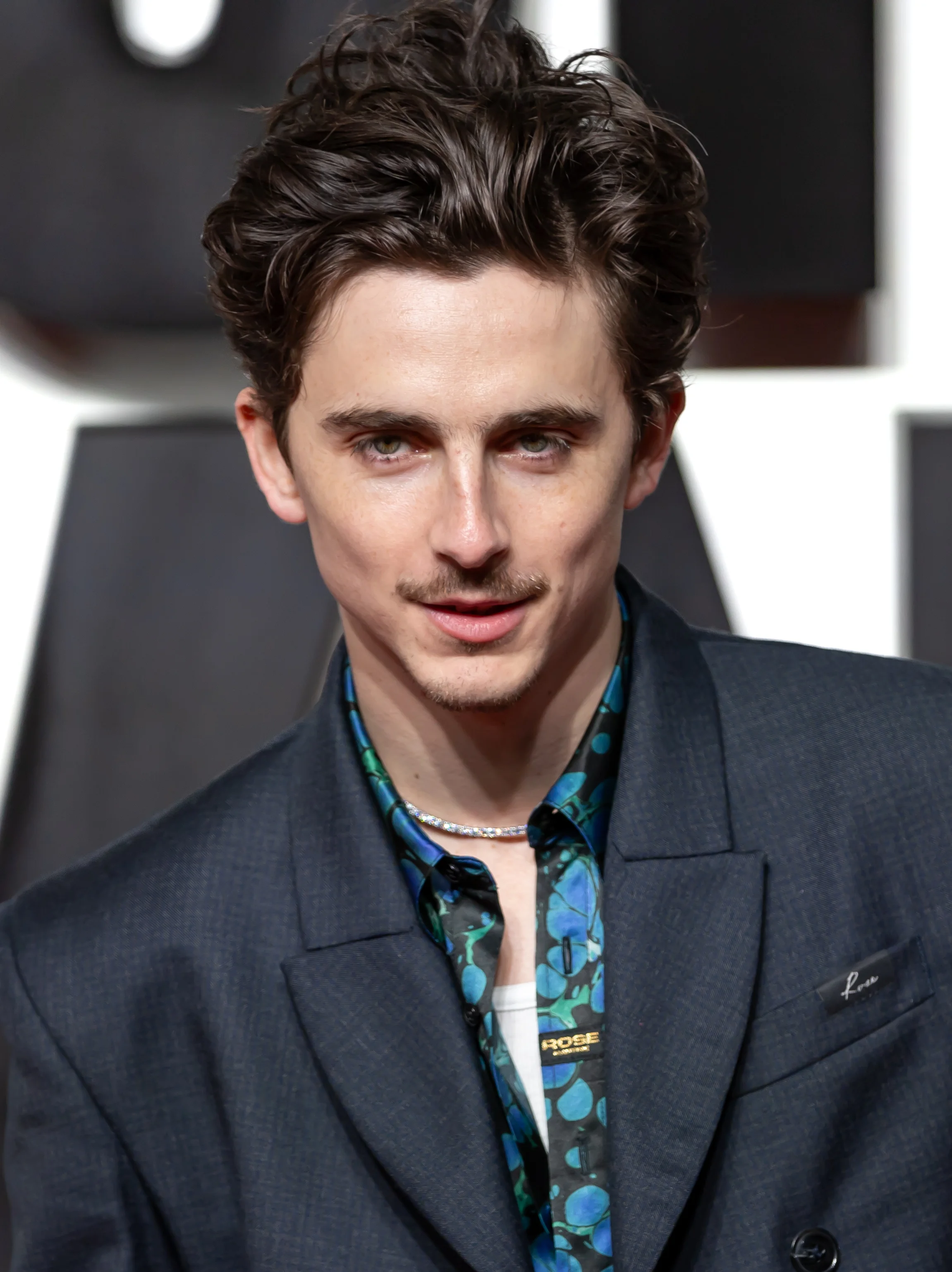 Timothée Chalamet with a moustache in January 2025.